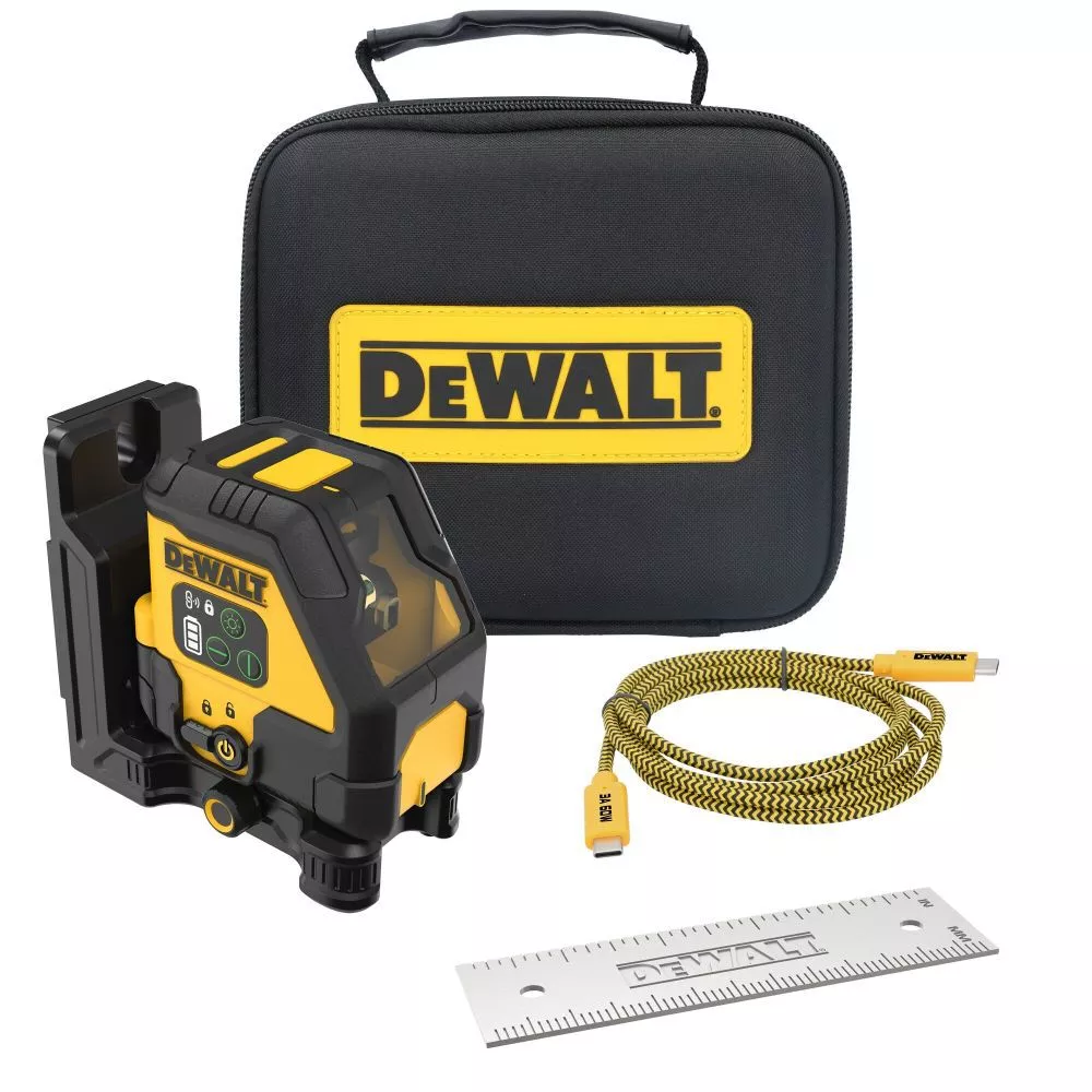 DEWALT DCLE14201G USB Rechargeable Green Cross Line Laser Kit