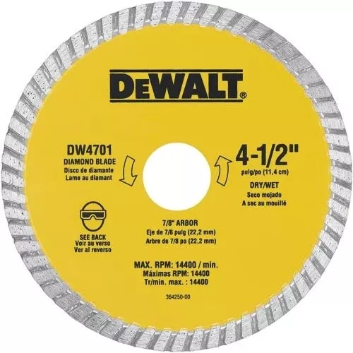 Dewalt Dw4701 4-1/2" Dry Cut Diamond Blade