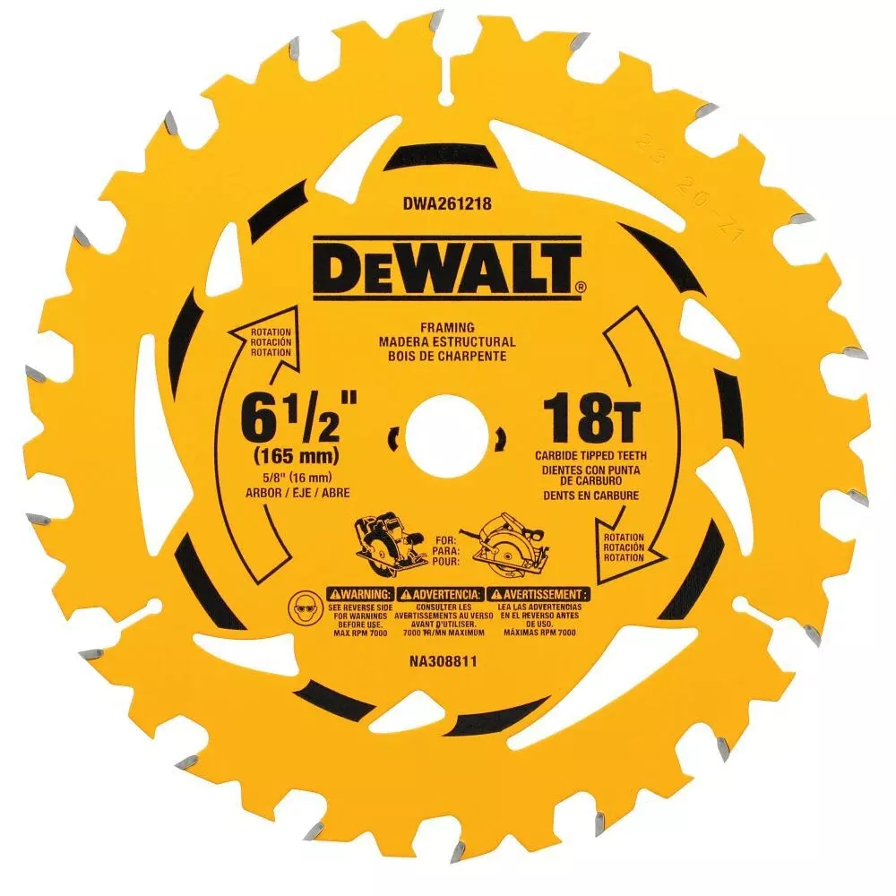 DEWALT DWA261218 6-1/2" 18T Framing Circular Saw Blade