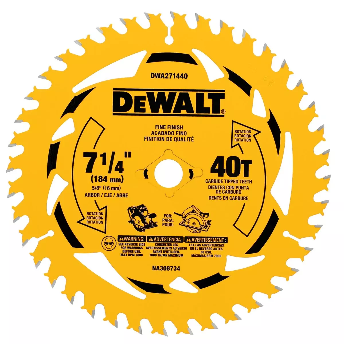 DEWALT DWA271440 7-1/4" 40T Circular Saw Blade - Precision Woodworking