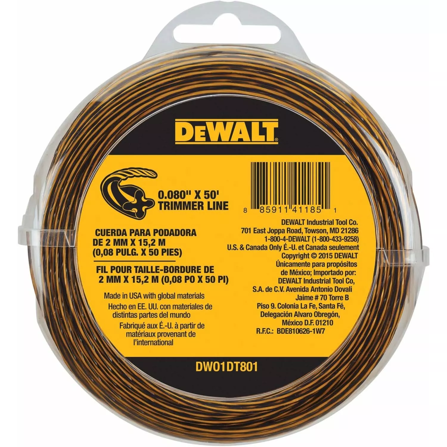 DeWalt DWO1DT801 Trimmer Line 0.080 -inch x 50-foot