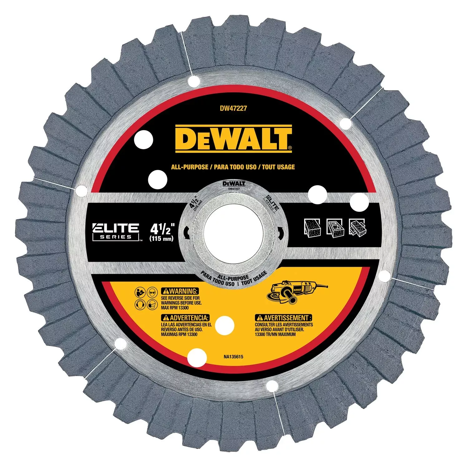 DeWalt Power Tools ELITE SERIES 4-1/2" ALL-PURPOSE DIAMOND BLADE DW47227
