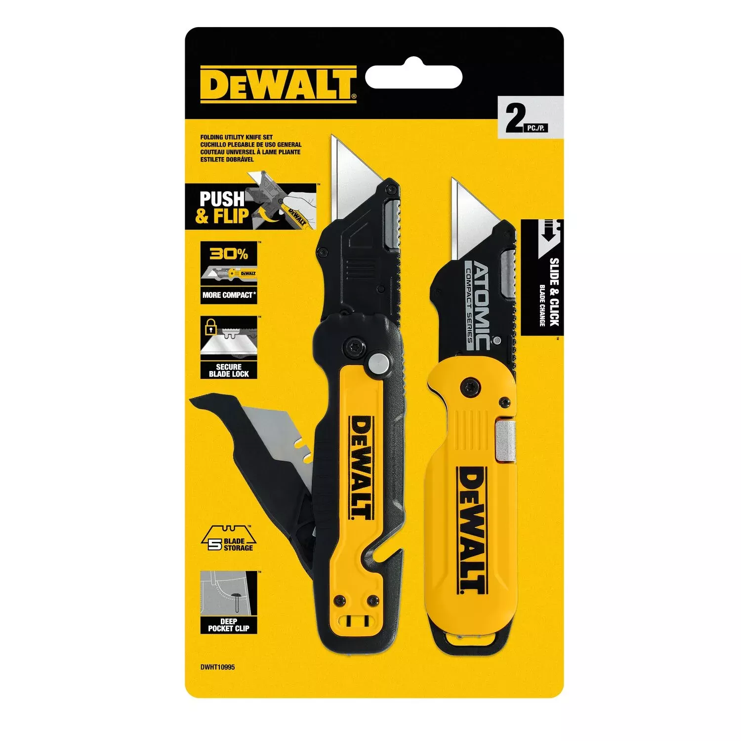 DeWalt Power Tools Push and Flip Folding Utility Knife Set DWHT10995