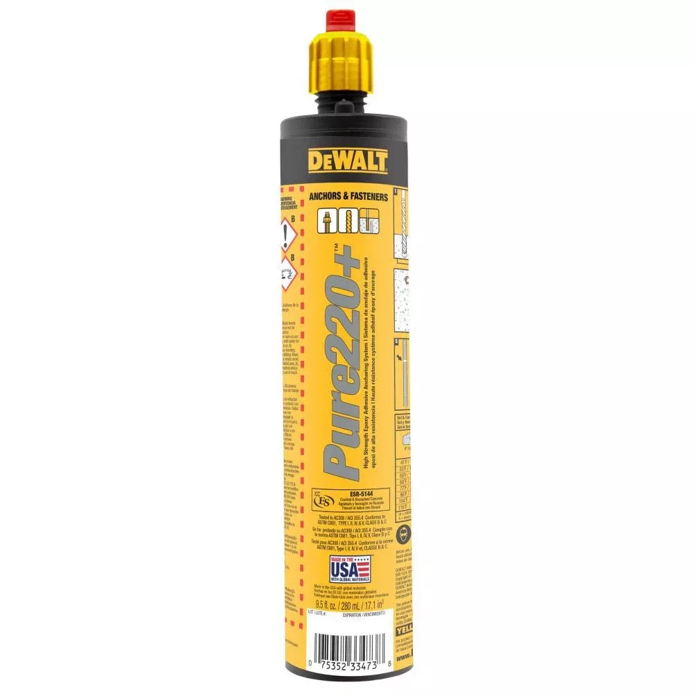 DeWalt Pure220+ 9.5 oz Quik-Shot 1:1 Epoxy Anchor DFC114110