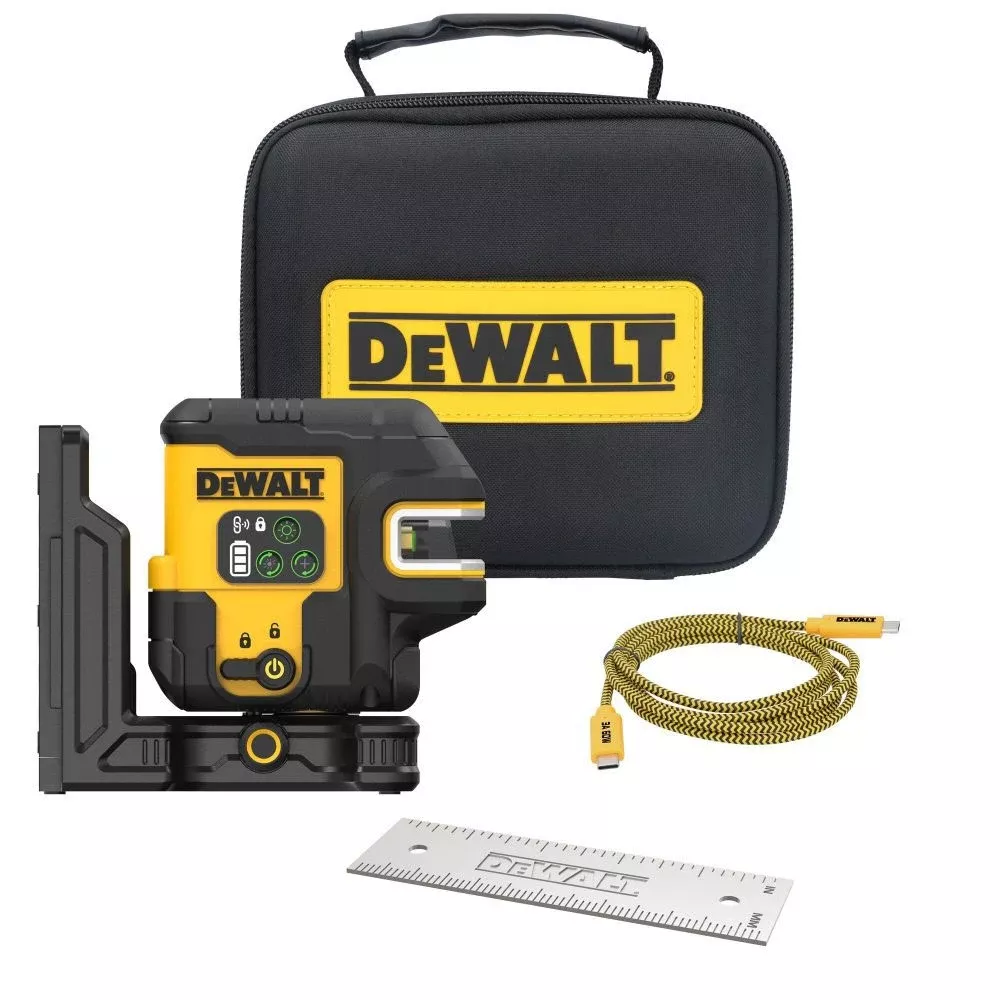DeWalt USB Rechargeable Green 2 Spot and Cross Line Laser Base Kit DCLE14221GB
