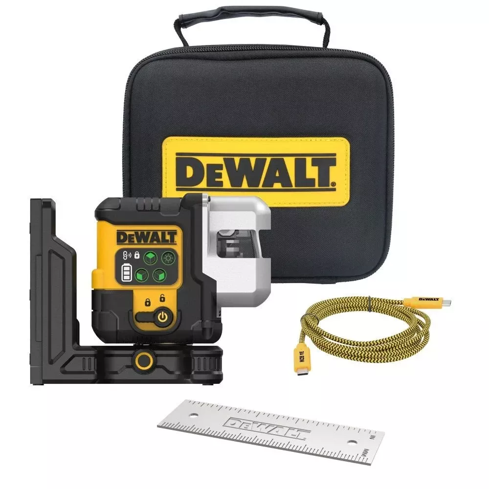 DeWalt USB Rechargeable Green 3X180° Line Laser Base Kit DCLE14301GB