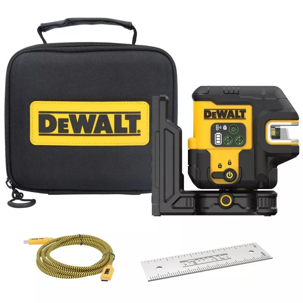 DEWALT USB Rechargeable Green 5-Spot & Cross Line Laser Base Kit DCLE14251GB