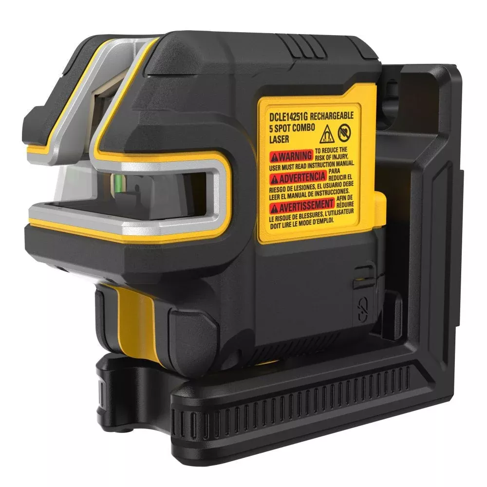 DEWALT USB Rechargeable Green 5-Spot and Cross Line Laser Level Kit - DCLE14251G