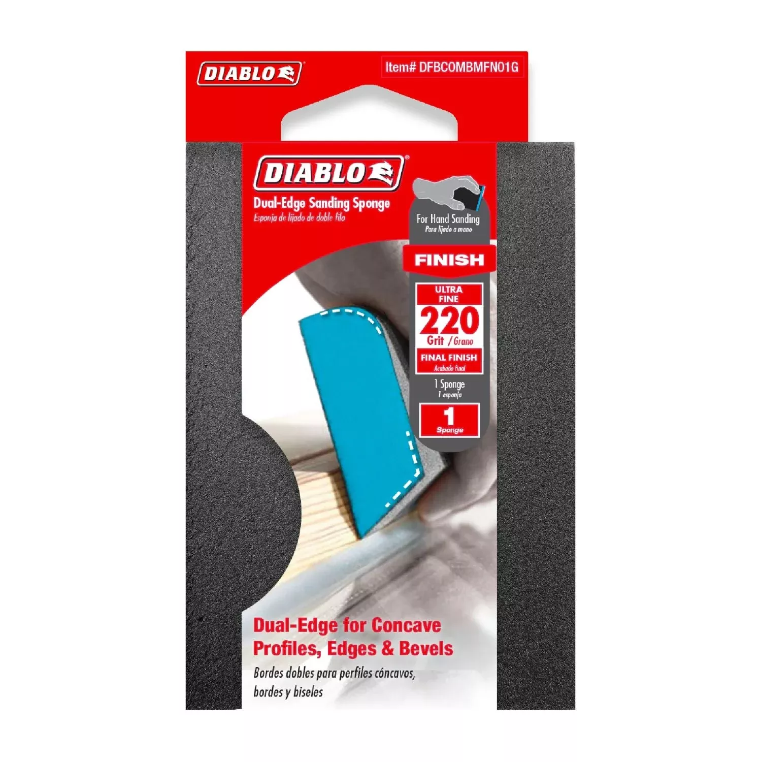 Diablo DFBCOMBMFN01G Dual-Edge 220-Grit (Ultra Fine) Sanding Sponge