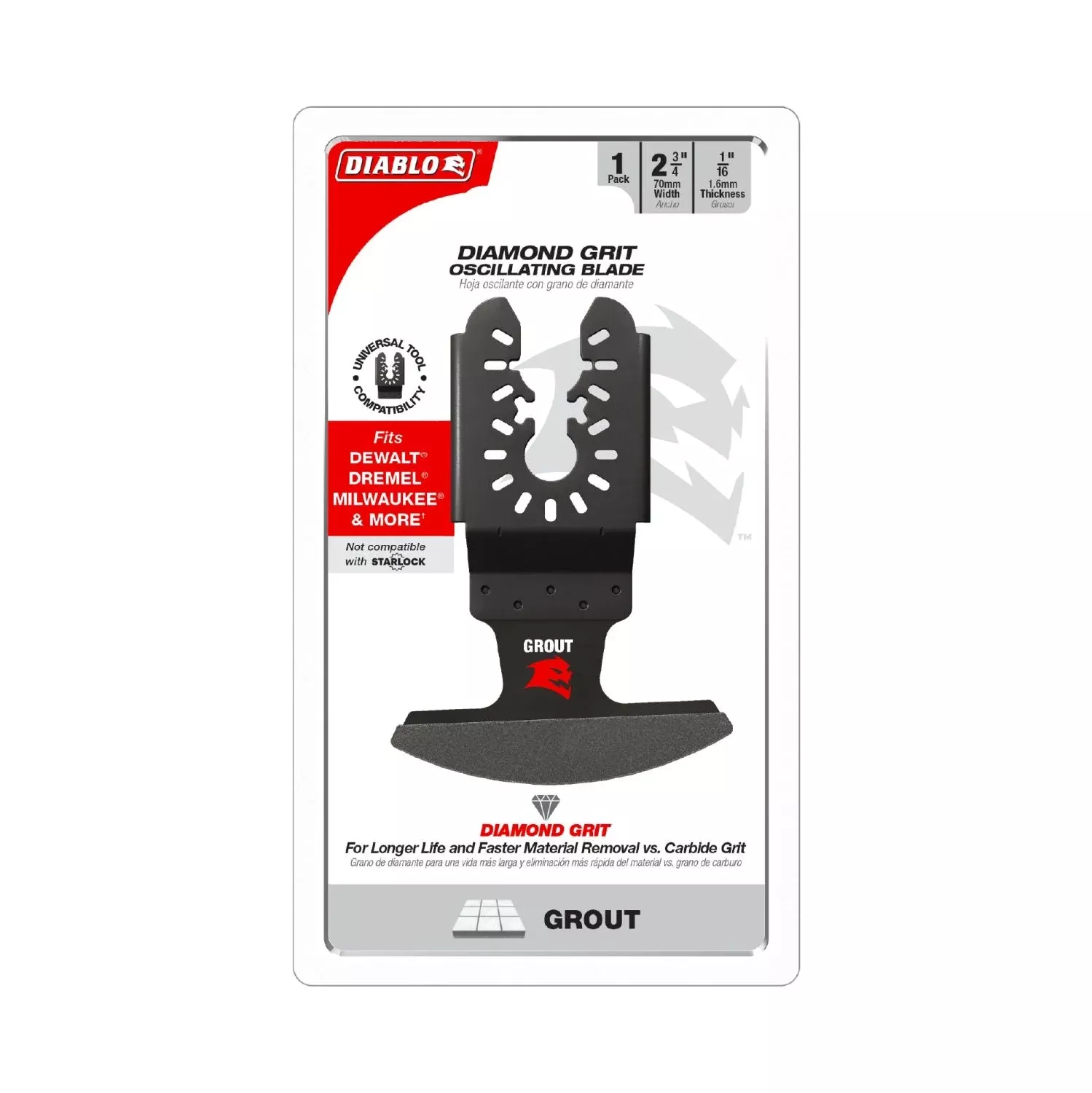 Diablo DOU16DGX Universal Fit Diamond Grit Oscillating Blade for Grout