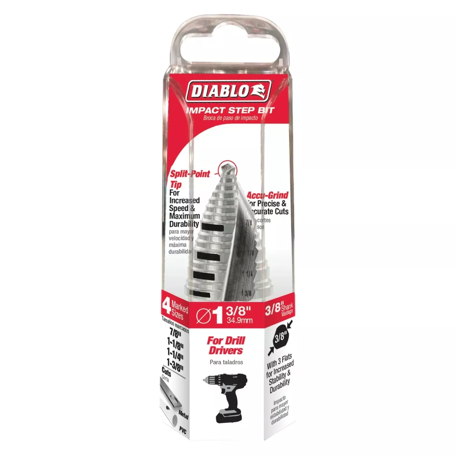 Diablo DSD1375S15 7/8 Inch - 1-3/8 Inch Step Drill Bit with 15 Steps