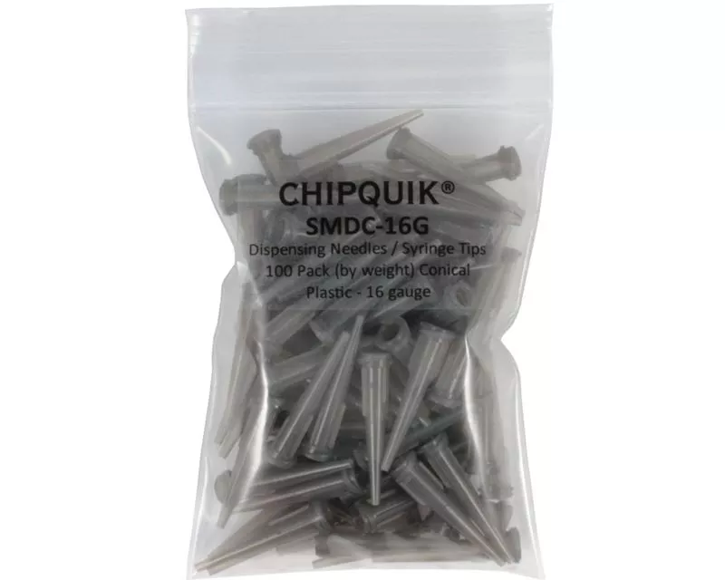 Dispensing Needles / Syringe Tips 100 Pack Conical Plastic - 16 gauge - Tapered Tip - Luer Lock