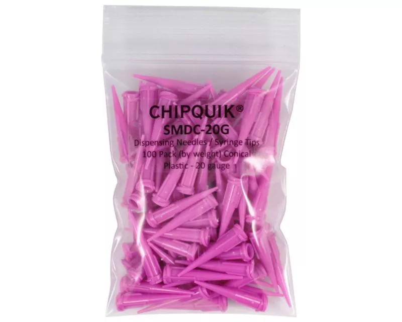 Dispensing Needles / Syringe Tips 100 Pack Conical Plastic - 20 gauge - Tapered Tip - Luer Lock