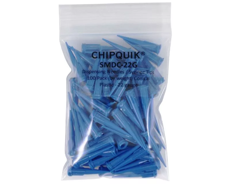 Dispensing Needles / Syringe Tips 100 Pack Conical Plastic - 22 gauge - Tapered Tip - Luer Lock