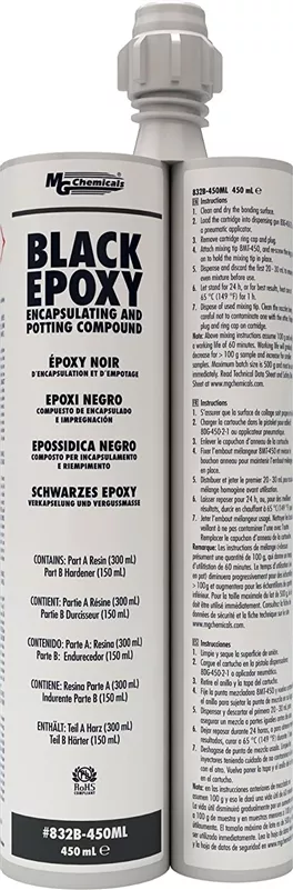 Epoxy Encapsulating and Potting Compound (Black), 450 ml, Dual cartridge