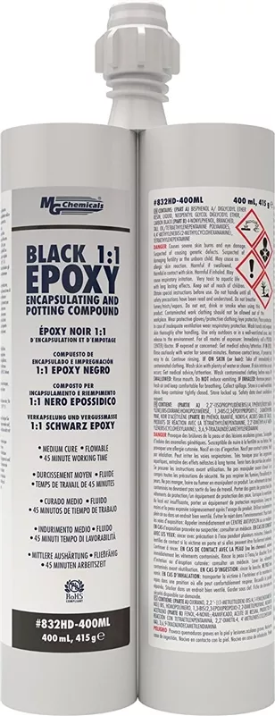 Epoxy Potting and Encapsulating Compound (Black), 400 mL (0.8 fl oz), Dual Cartridge