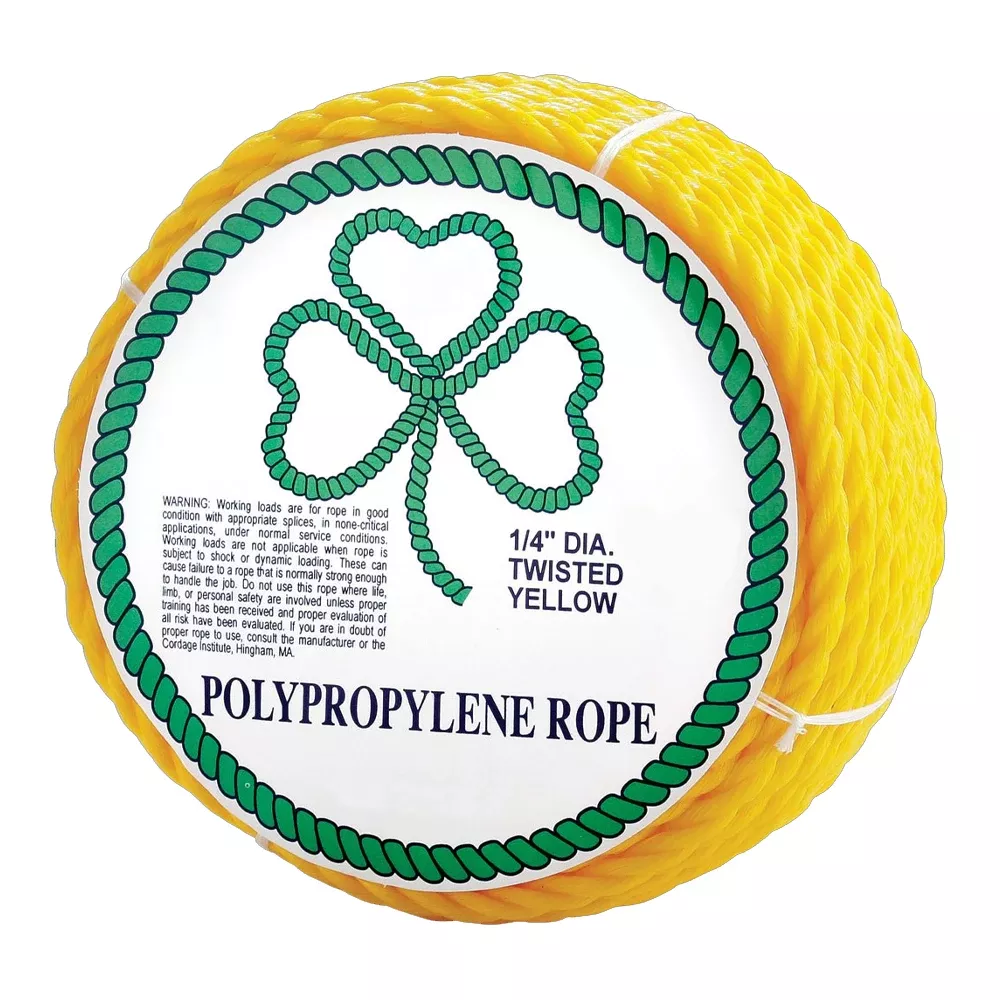 Erin Rope 3 Strand Twisted Yellow Polypropylene Rope TWPY240300