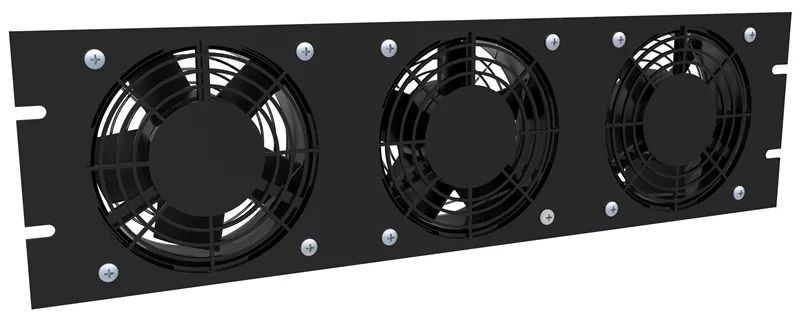 Fan Panel Assembly, 3U, 3 Fans - Steel/Black