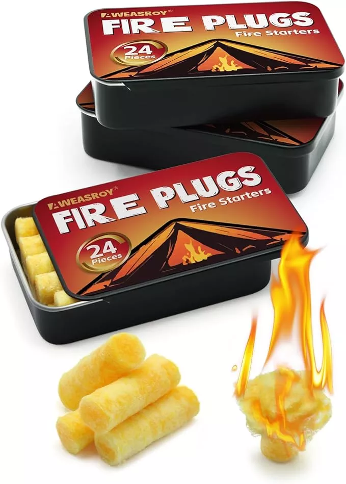 Fire Plugs Fire Starters - Windproof Fire Starter for Campfires Long Brun Time - Fire Starters for Fireplace,Chimney,BBQ Grill,Camping Fire,Wood Stove - Emergency Survival Tools 24pcs