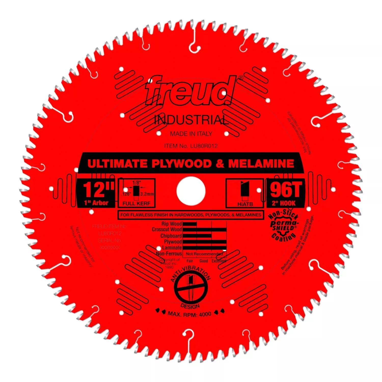 Freud LU80R012 12 in. Ultimate Plywood & Melamine Blade