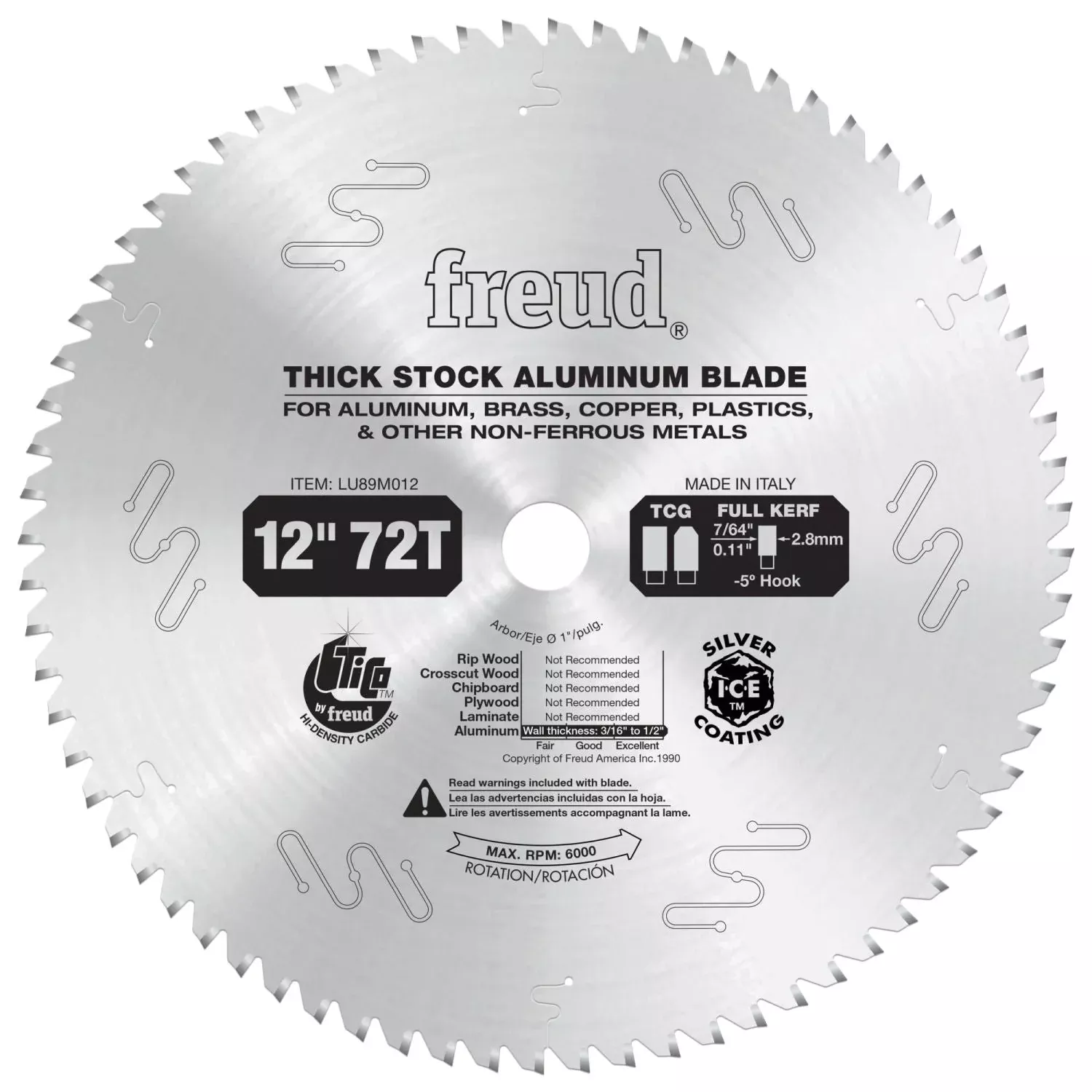 Freud LU89M012 12 in. Thick Stock Aluminum Metal Blade