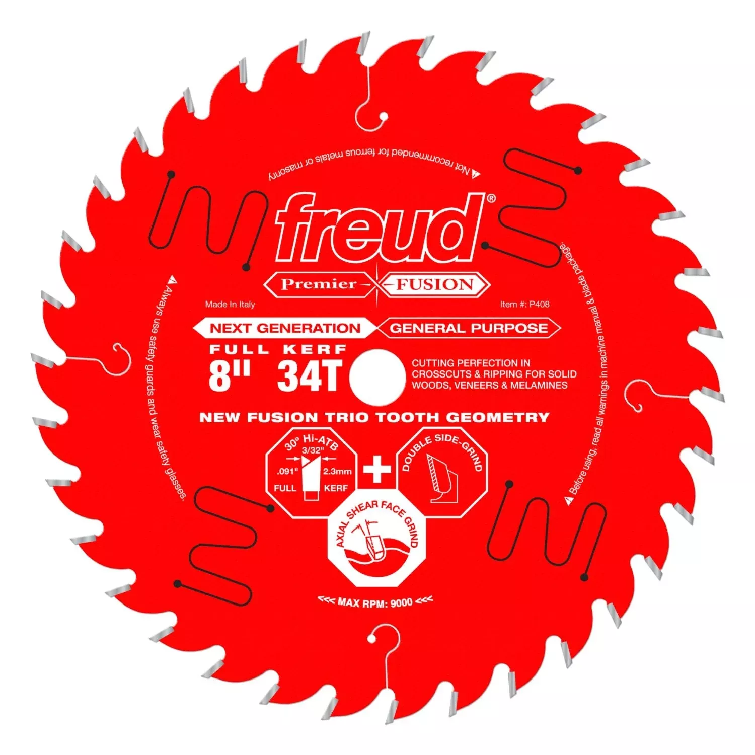 Freud P408 8 in. 34-Tooth Premier Fusion General Purpose Blade
