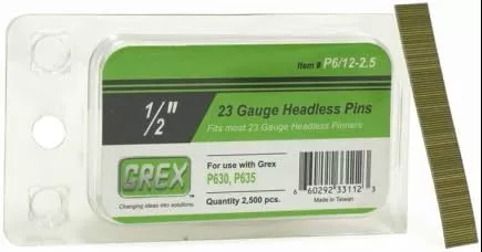Grex P6/12-2.5 23 Gauge 1/2-Inch Headless Pins, 2500pk
