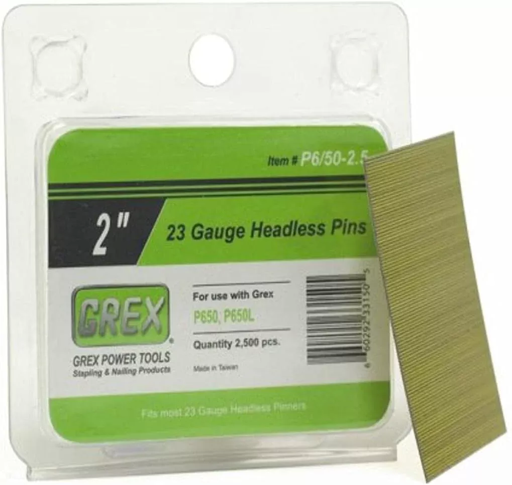 Grex P6/50-2.5 23 Gauge 2-Inch Headless Pins 2500 ct.