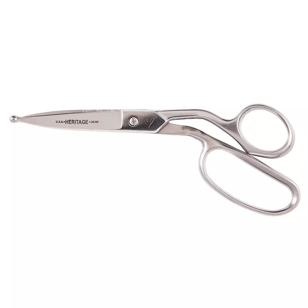 Heritage Cutlery 268LRBP 8'' Bent Stainless Trimmer w/ Large Ring / Ball Tip/Handle Down