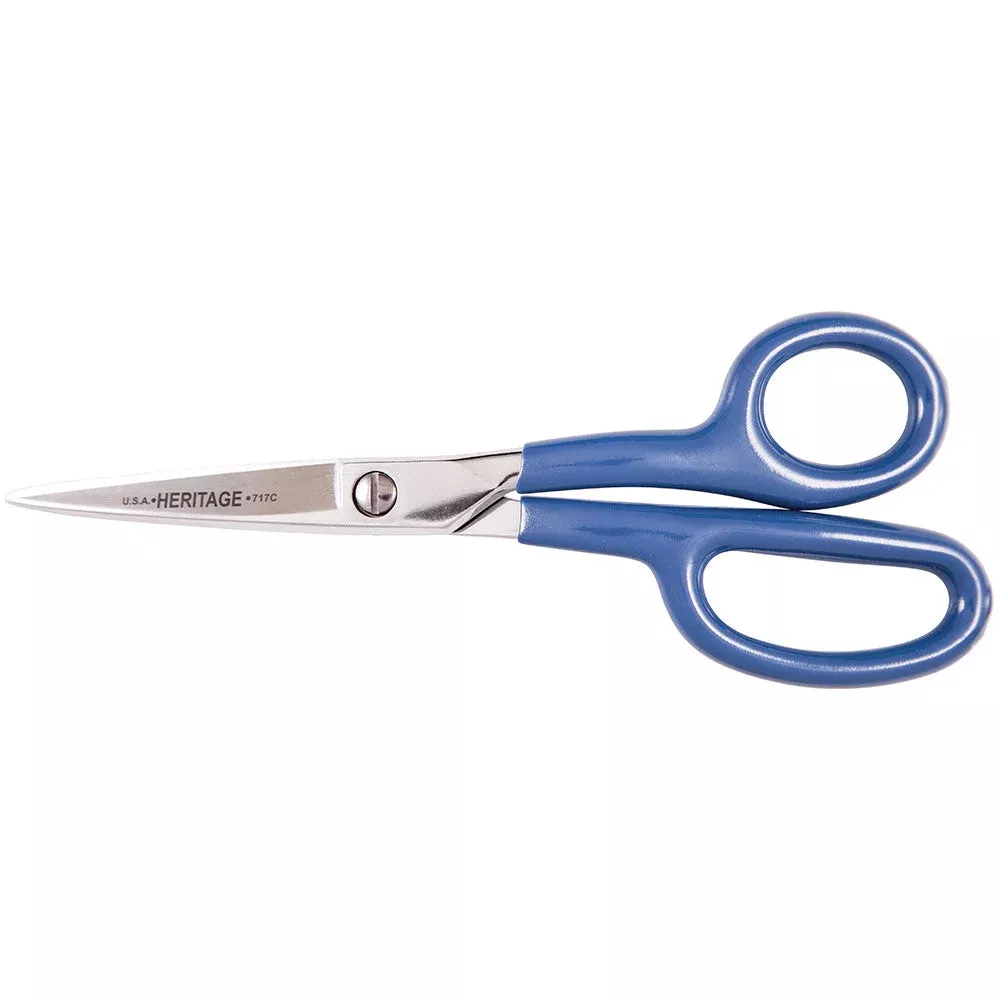 Heritage Cutlery 717C 7 7/8'' Carpet Napping Shear / Curved Handle / Coated Handle