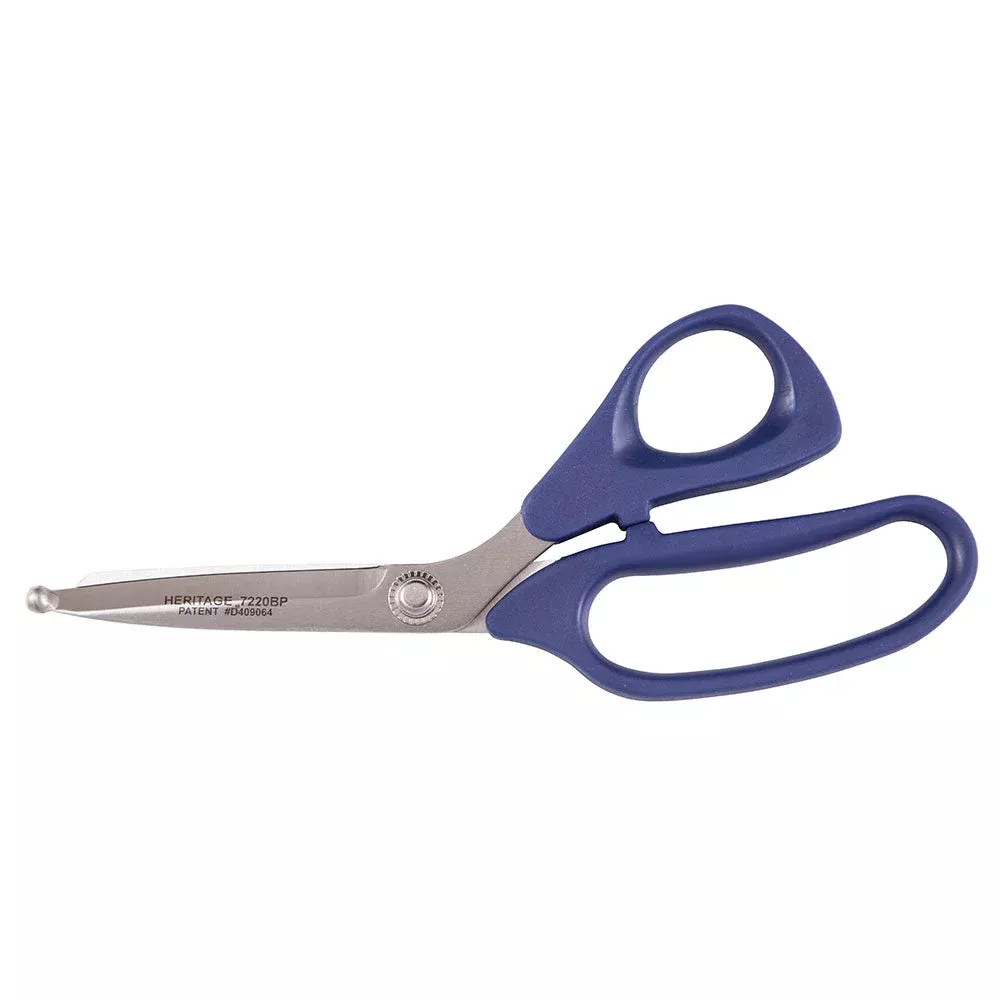 Heritage Cutlery 7220BP 8 7/8'' SS Bent Trimmer / Plastic Ambidextrous Handle / Ball Point Tips