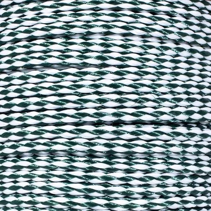 Hollow Braid Polypropylene Rope (1/2 Inch, 100 Feet, Hunter Green and White) - Barrier Rope - Trail Marking, Crowd Control, Golf Courses