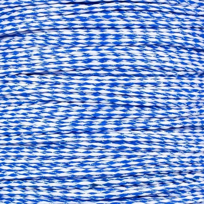 Hollow Braid Polypropylene Rope (1/4 Inch, 50 Feet, Blue and White) - Barrier Rope - Trail Marking, Crowd Control, Golf Courses