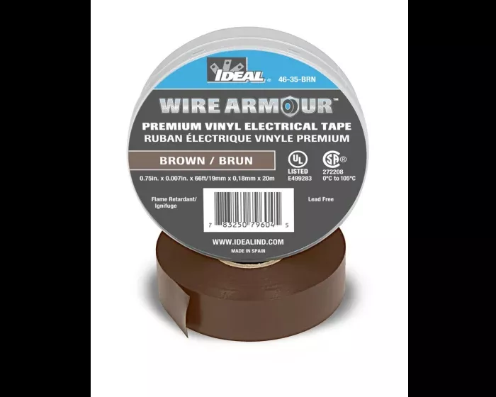 Ideal 46-35-BRN Wire Armour Professional Vinyl Electrical Tape, Brown