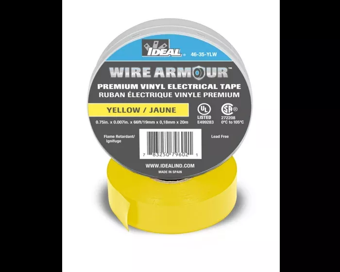 Ideal 46-35-YLW Wire Armour Professional Vinyl Electrical Tape, Yellow