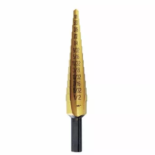 Irwin 15101ZR Unibit1T Shank Step Drill Bit Titanium Nitride Coated 1/8" To 1/2" By 1/4" (15101)