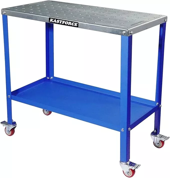 KF3002 Rust-Free 36”×18” Welding Table 1200 lbs Loading Capacity, Wedling Cart Universal Work Table with 5/8" Holes, Top Thickness up to 10Ga, Withstands Heat up to 1600 Fahrenheit