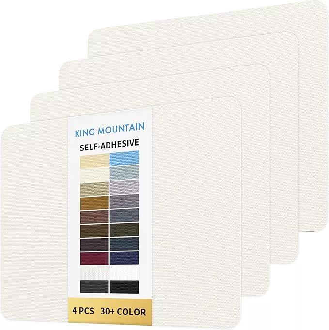 KING MOUNTAIN Canvas Repair Patch 9 x11 Inch 4 Pcs Self-Adhesive Waterproof Fabric Patch for Sofas, Tents, Furniture,Tote Bags, Car Seats (Dark Blue)