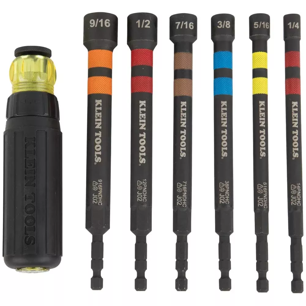 Klein Hollow Magnetic Color-Coded Ratcheting Power Nut Drivers, 7-Piece 32950