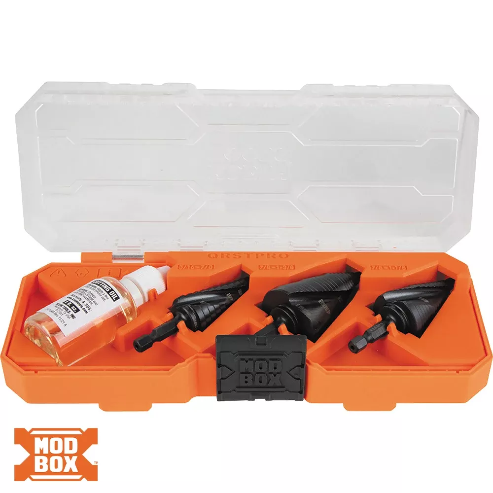 Klein Premium Electrician's Quick Release Step Bit Set, 3 Piece QRSTSPRO
