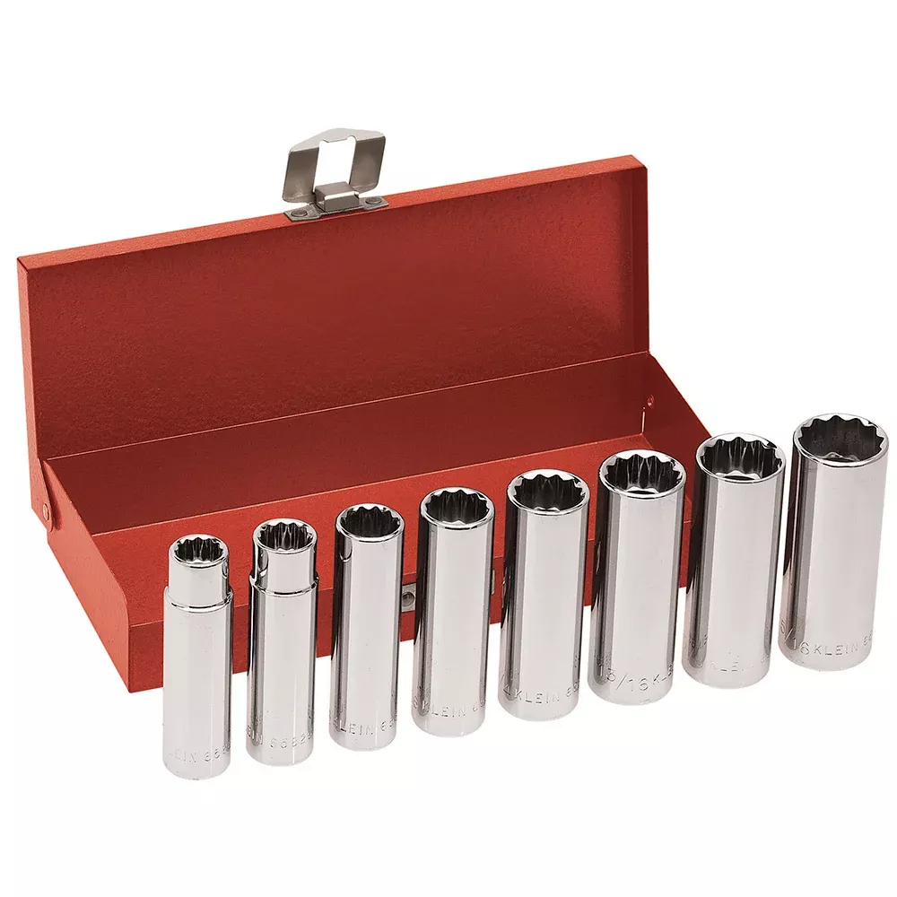Klein Tools 8 PC. 1/2" Drive Deep Socket Wrench Set