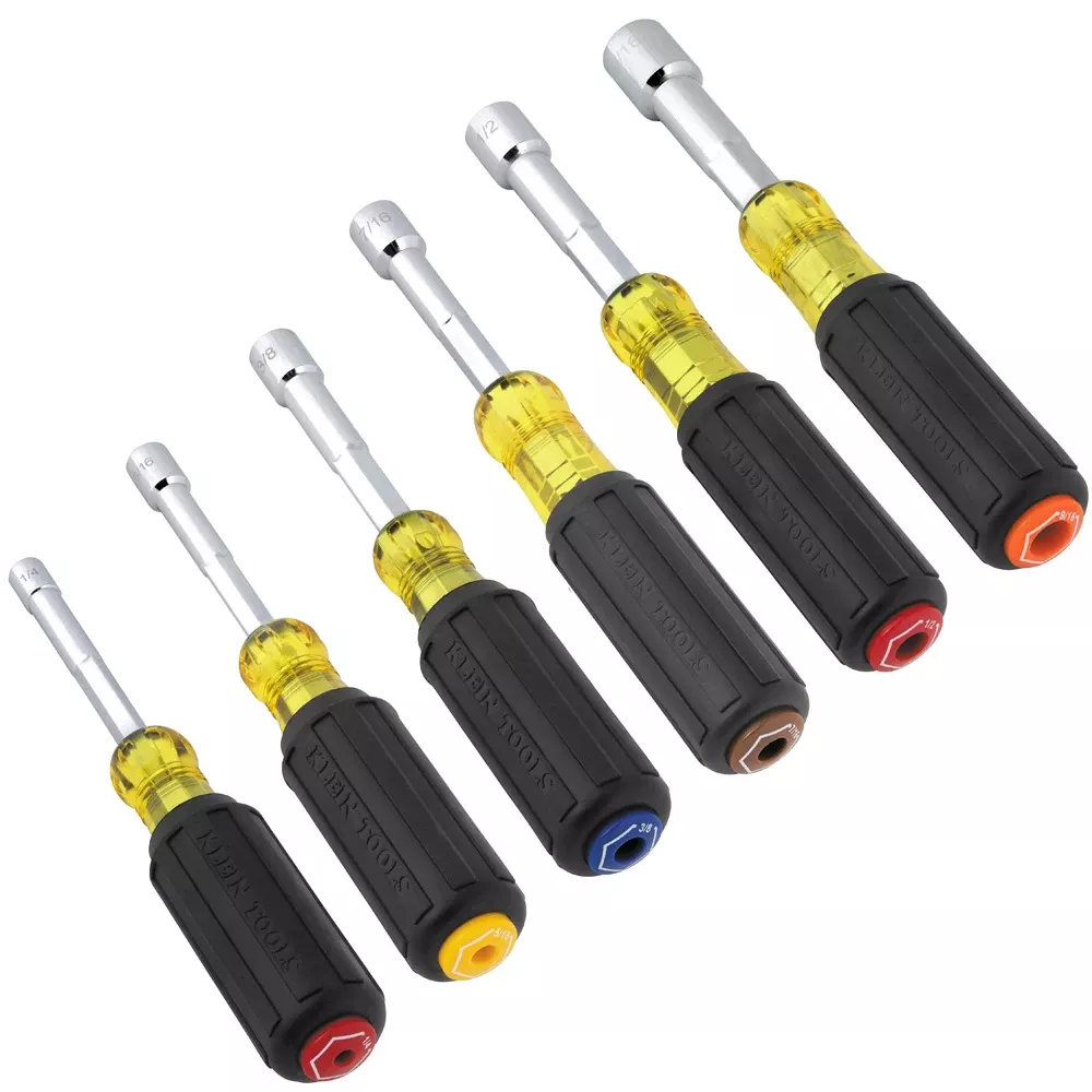 Klein Tools Color-Coded Hollow-Shaft Heavy-Duty Nut Driver Set, 6-Piece 65456