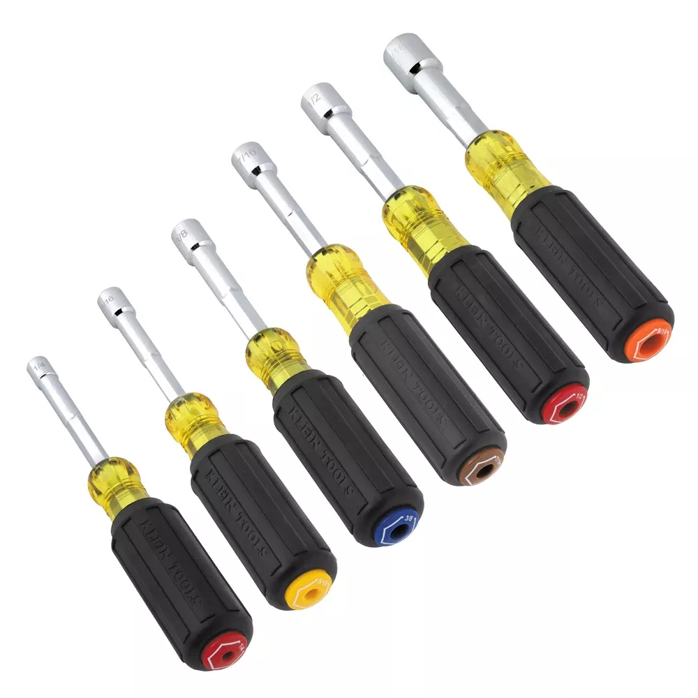 Klein Tools Color-Coded Magnetic Hollow-Shaft Heavy-Duty Nut Driver Set, 6-Piece 65456MAG