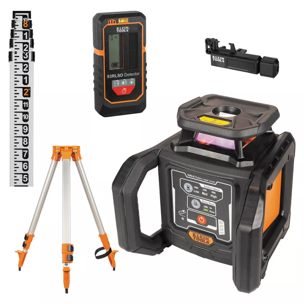Klein Tools Green Rotary Laser Level, Self-Leveling with Plumb Spot and Tripod 93RLS