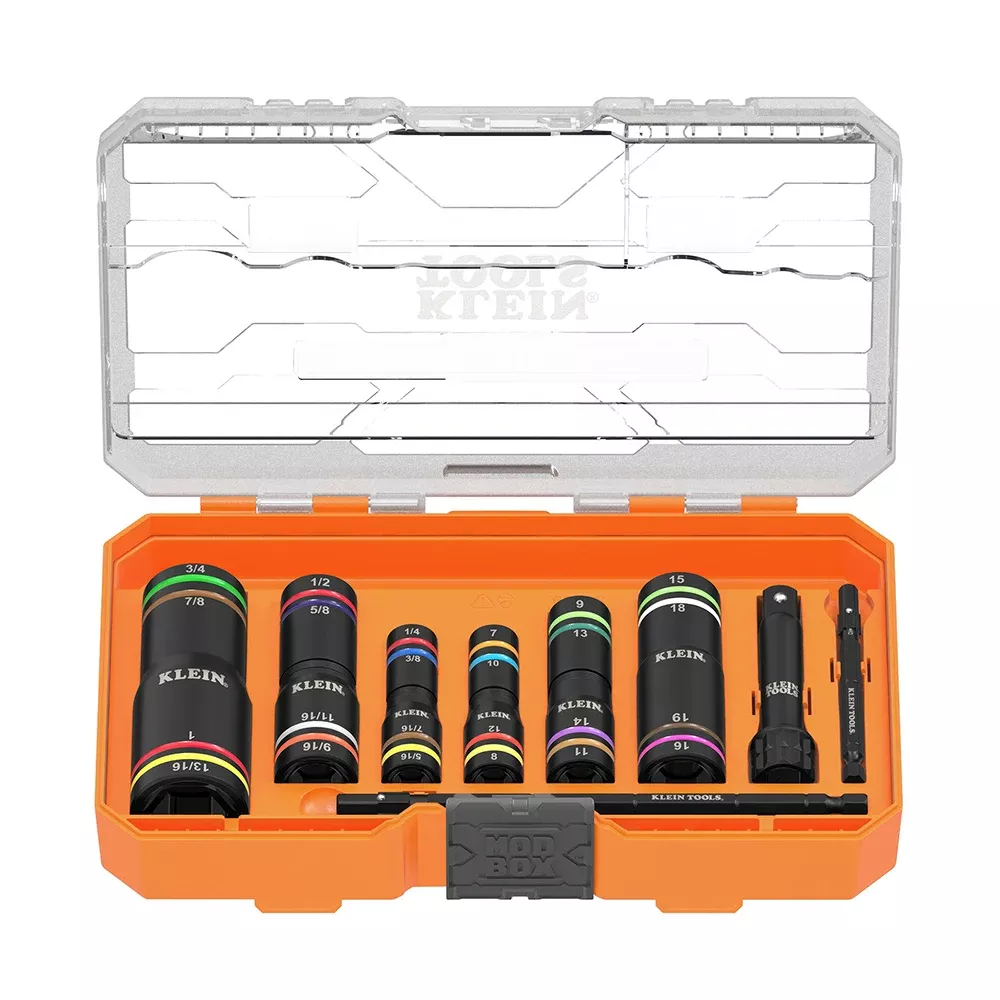 Klein Tools KNECT™ Quad-24 Heavy-Duty Impact Flip Sockets, SAE and Metric, 6-Piece 656QS