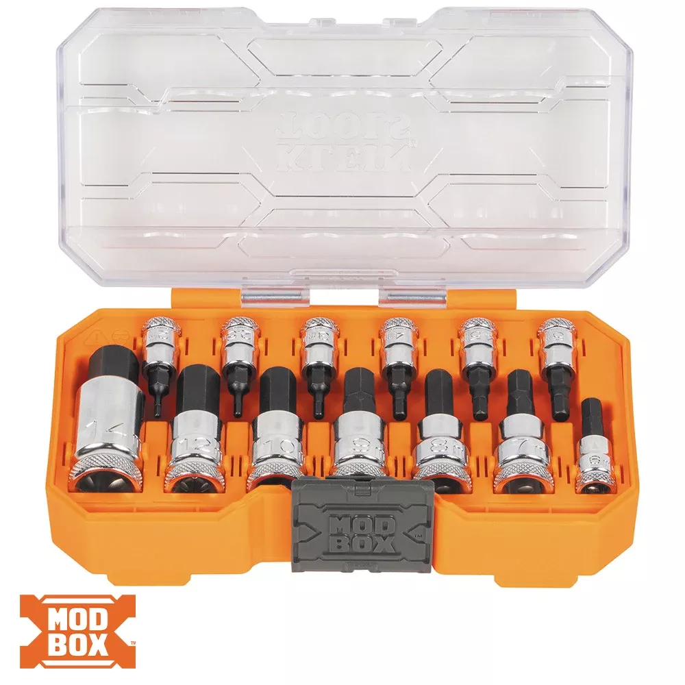 Klein Tools Knurled Hex Bit Socket Set, Metric, 13-Piece 65213HEXM