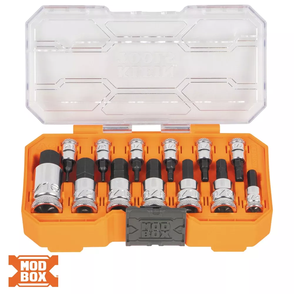 Klein Tools Knurled Hex Bit Socket Set, SAE, 13-Piece 65213HEX