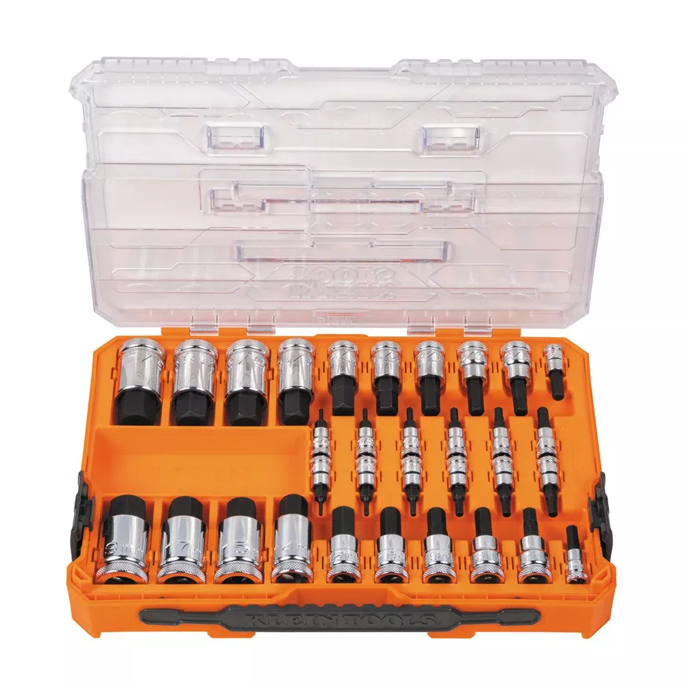 Klein Tools Knurled Hex Bit Socket Set, SAE and Metric, 33-Piece 65233HEX