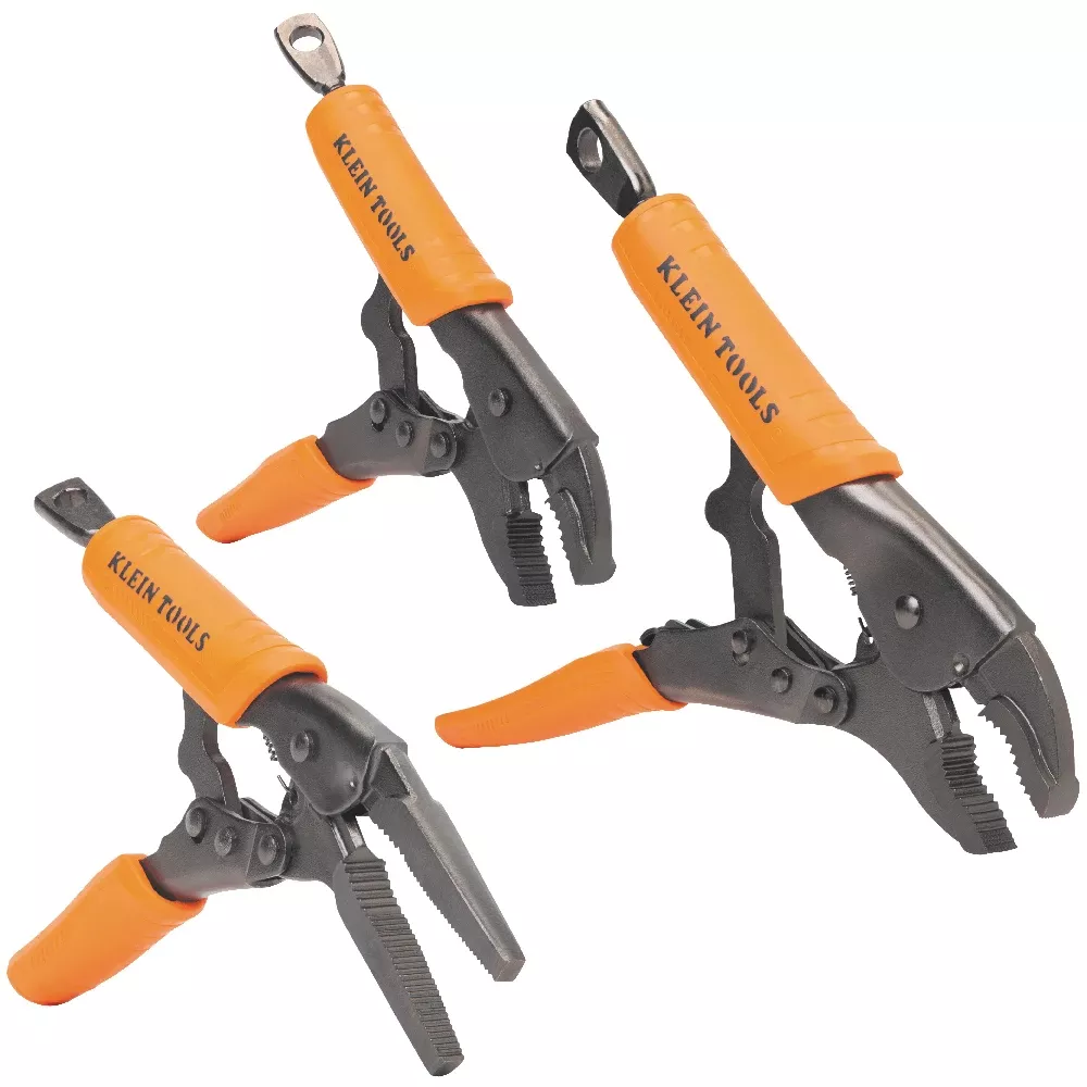 Klein Tools Locking Pliers, Long Nose 6", Curved Jaw 7- and 10", 3-Piece 38665