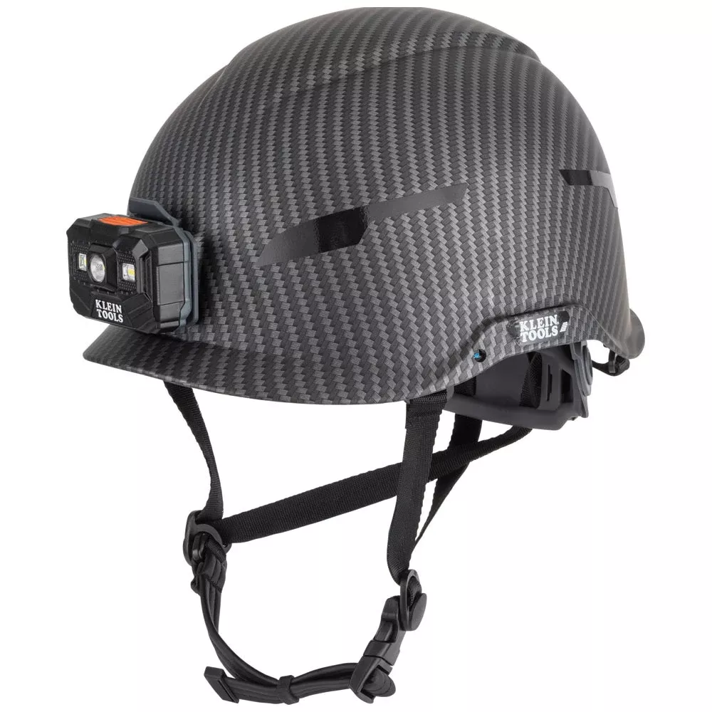 Klein Tools Safety Helmet, Premium KARBN Pattern, Non-Vented, Class E, Headlamp 60515